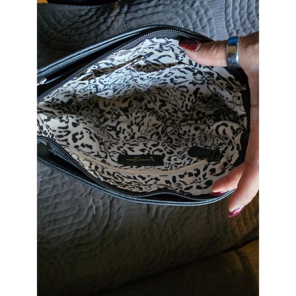 Jessica Simpson Black Pebbled Faux Leather Crossbody Bag With Gold Stud Accents - Picture 4 of 7
